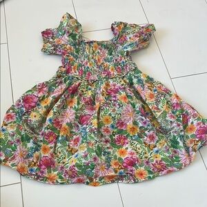 H&M Angela McKay Floral Smocked Dress 9/10Y pink
